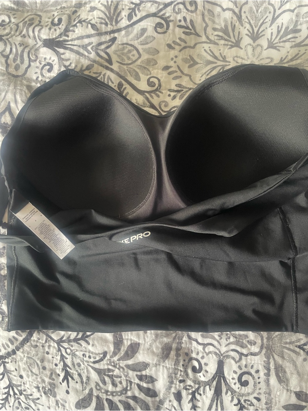 Nike Pro Black Longline Sports Bra Top - Picture 3 of 5